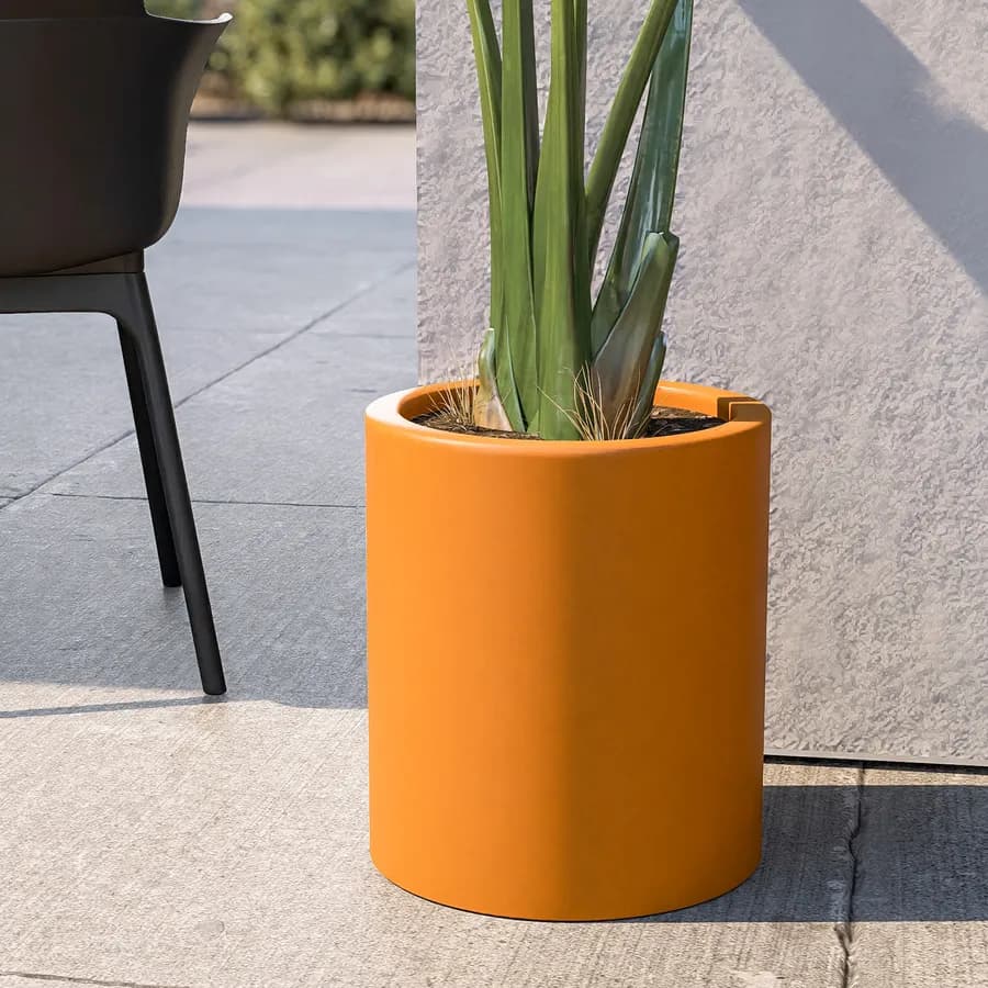 Vaso da esterno 40 h cm tutta capienza in polietilene ocra - Contesly
