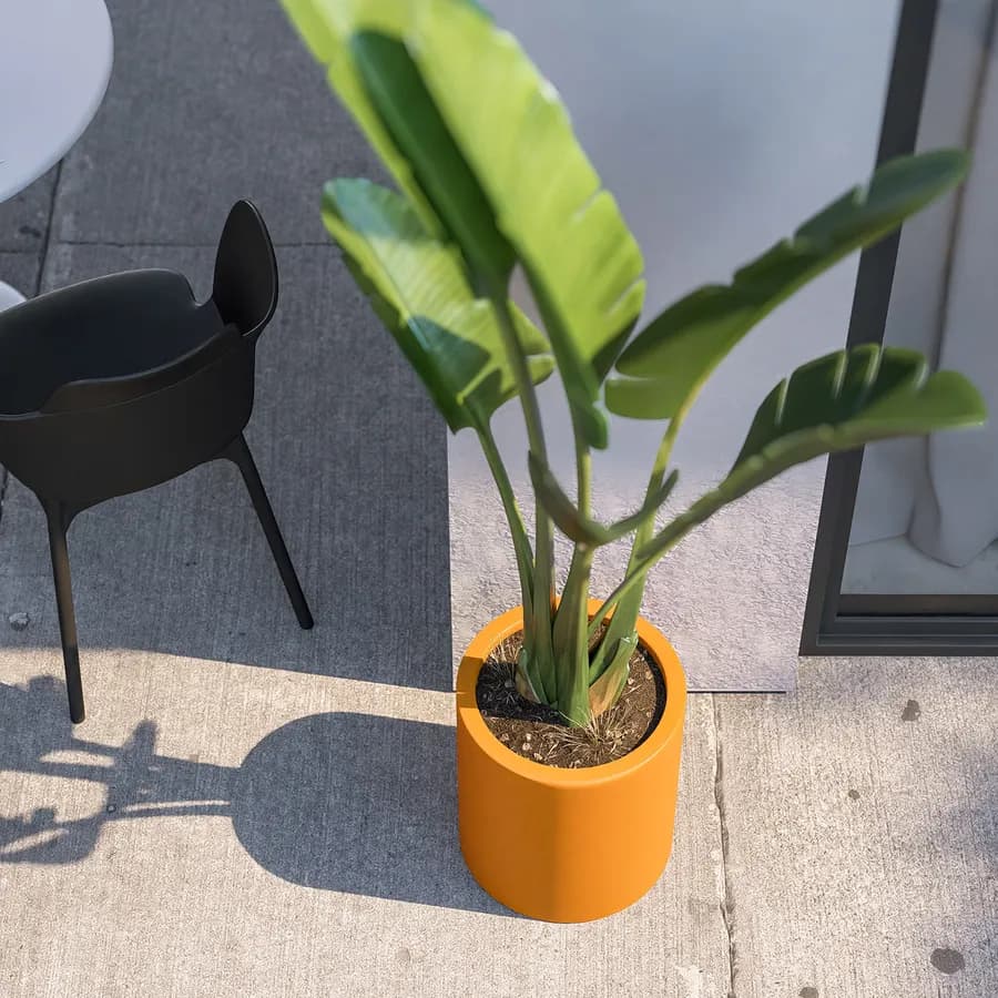 Vaso da esterno 40 h cm tutta capienza in polietilene ocra - Contesly