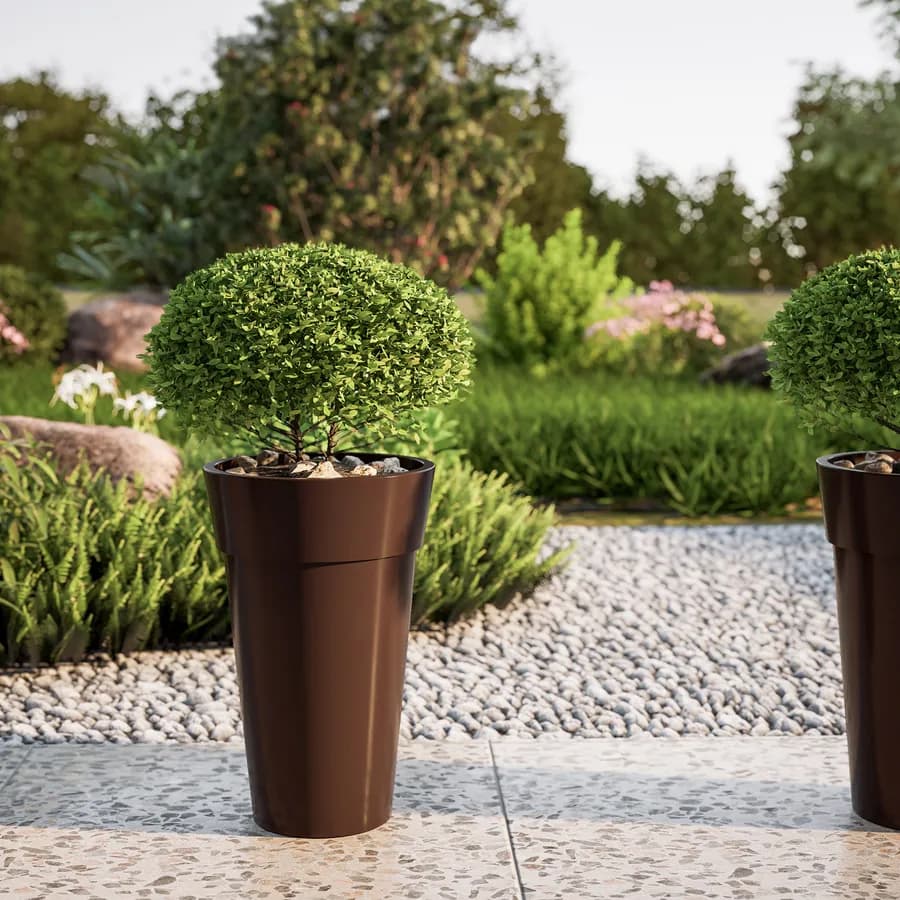 Vaso da esterno rotondo 29 cm tutta capienza in polietilene bronzo - Livery