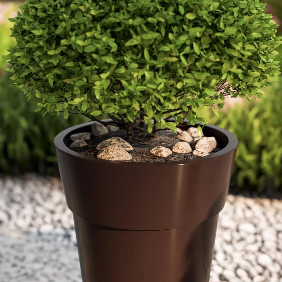 Vaso da esterno rotondo 29 cm tutta capienza in polietilene bronzo - Livery