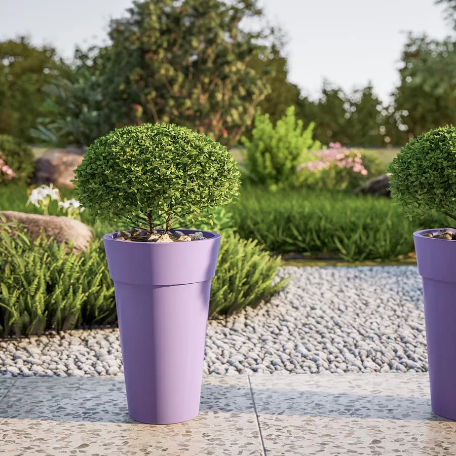 Vaso da esterno rotondo 29 cm tutta capienza in polietilene glicine - Livery