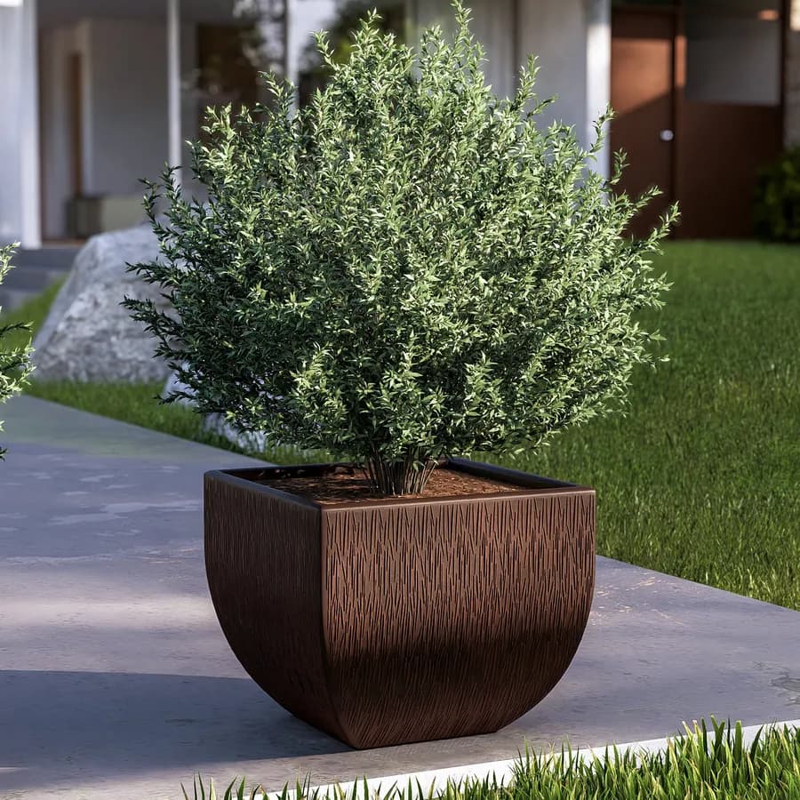 Vaso da esterno rustico 50x50 cm in polietilene bronzo - Therra