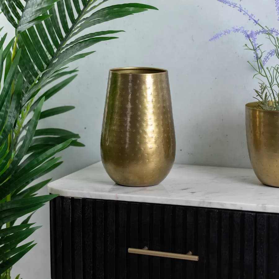 Vaso da interno 23h cm in metallo oro - Nefertiti