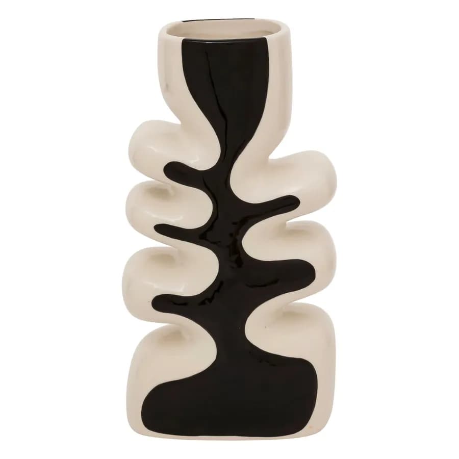 Vaso da interno 28h cm in ceramica bianco e nero