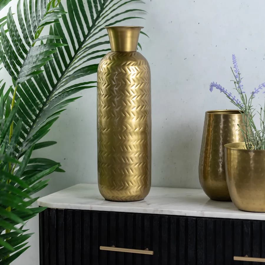 Vaso da interno 45h cm in metallo oro - Nefertiti