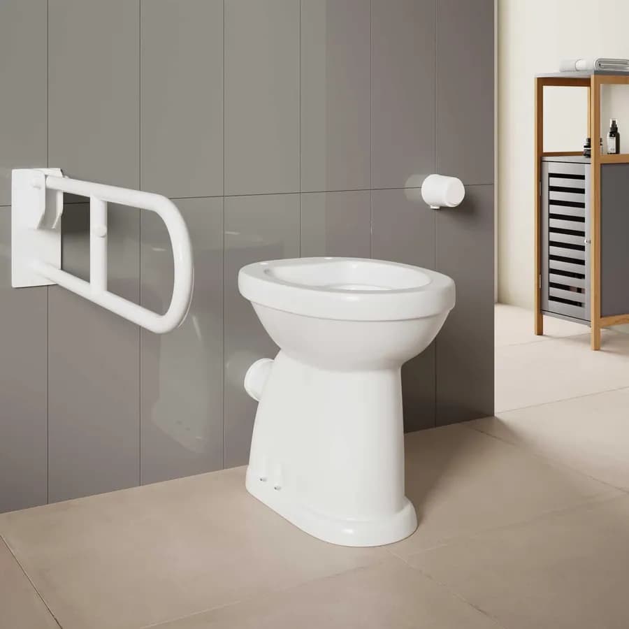 Vaso ergonomico in ceramica bianco con scarico a parete