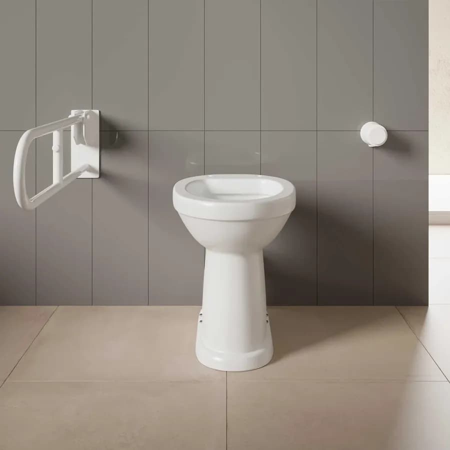 Vaso ergonomico in ceramica bianco con scarico a parete