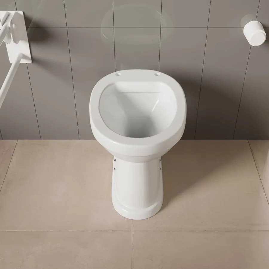 Vaso ergonomico in ceramica bianco con scarico a parete