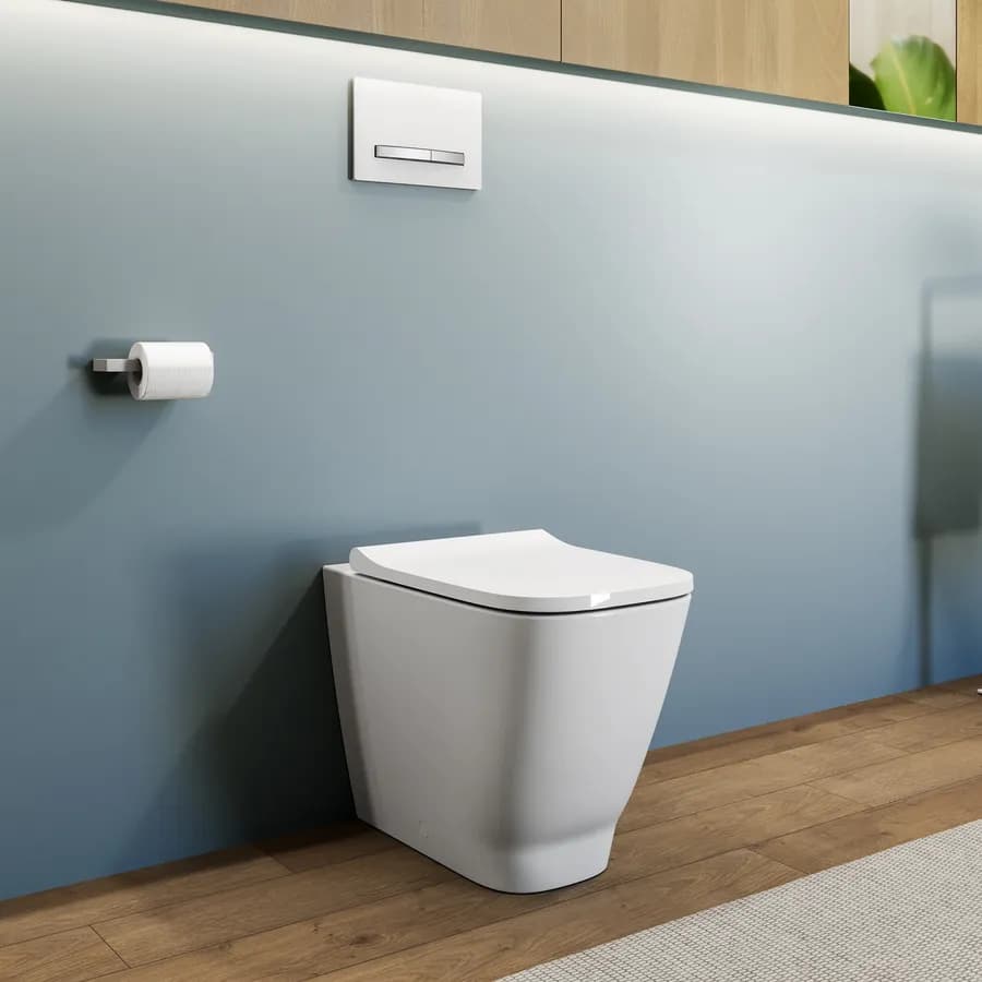 Vaso filomuro a cacciata rimfree Keratect con copriwc softclose - Smyle Square di Geberit