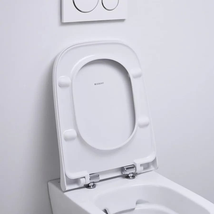 Vaso filomuro a cacciata rimfree Keratect con copriwc softclose - Smyle Square di Geberit