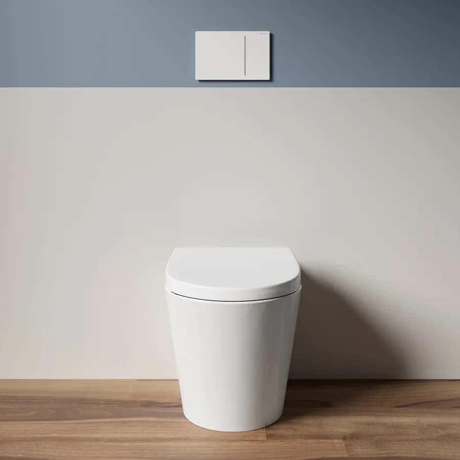 Vaso filomuro con sedile soft-close in ceramica bianca - Aura