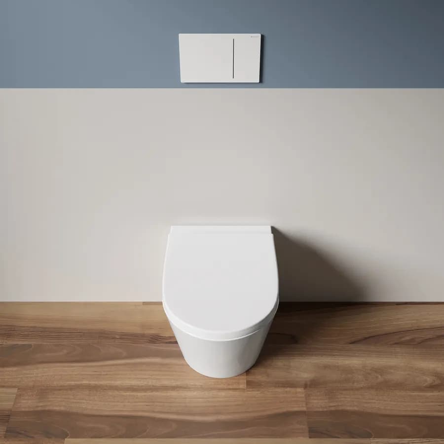 Vaso filomuro con sedile soft-close in ceramica bianca - Aura