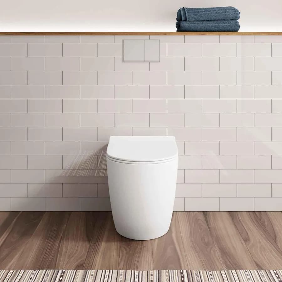Vaso filomuro in ceramica bianco opaco con sedile softclose - Volga Plus