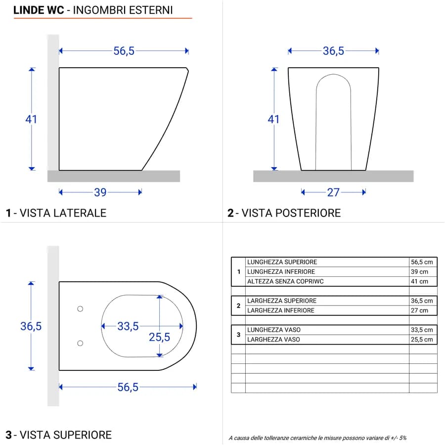Vaso filomuro in ceramica bianco opaco con sedile softclose - Volga Plus