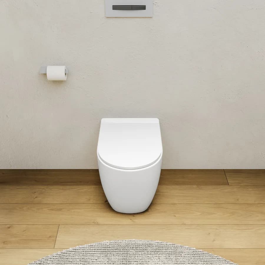 Vaso filomuro in ceramica rimless con copriwc slim softclose - City