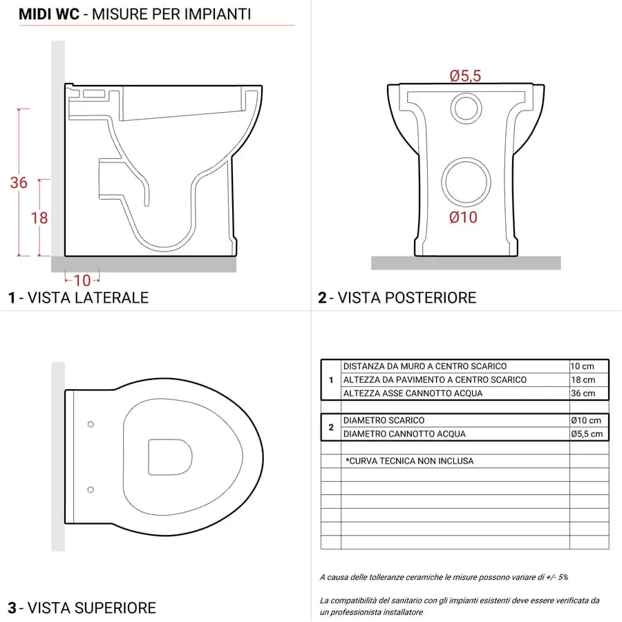 Vaso filomuro in ceramica + sedile soft close