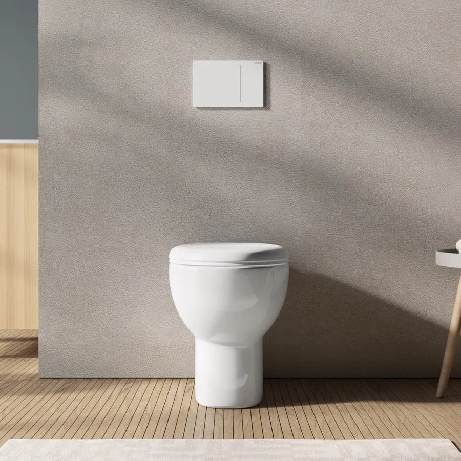 Vaso filomuro rimless in ceramica bianco con sedile copriwc