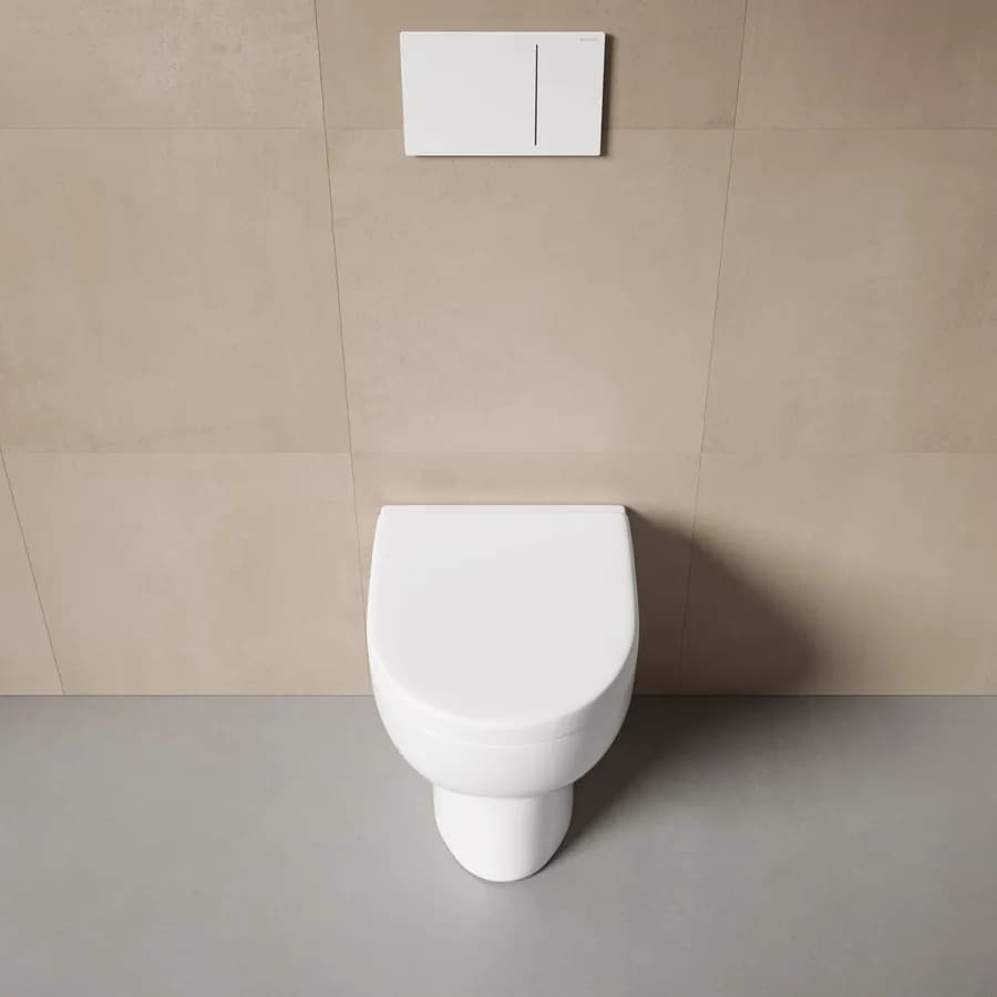 Vaso filomuro senza brida in ceramica con copriwc softclose - Clear