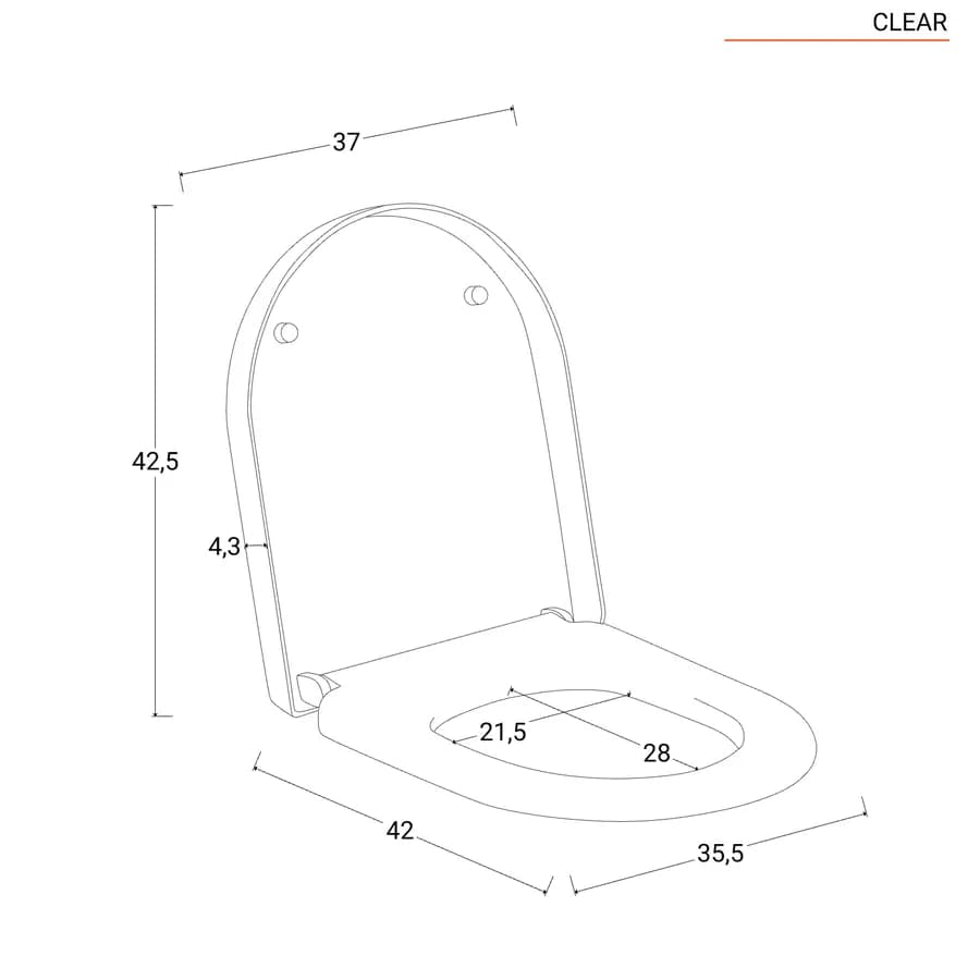 Vaso filomuro senza brida in ceramica con copriwc softclose - Clear