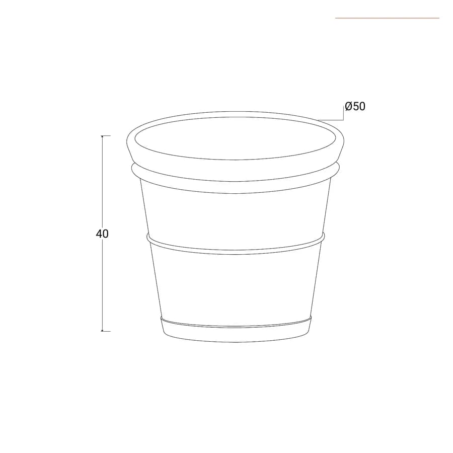 Vaso liscio rotondo 50 cm in polietilene tortora - Bodeja