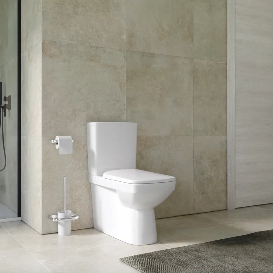 Vaso monoblocco a cacciata rimfree allaccio laterale Serie Selnova Square - Geberit