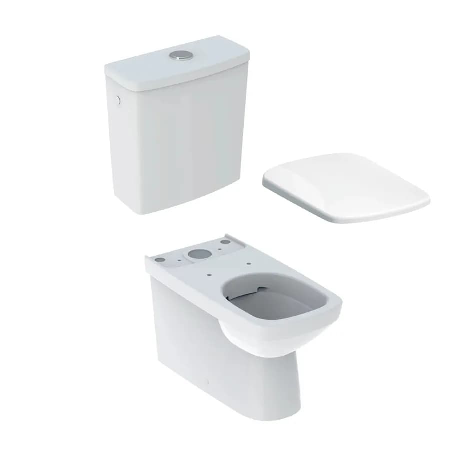 Vaso monoblocco a cacciata rimfree allaccio laterale Serie Selnova Square - Geberit