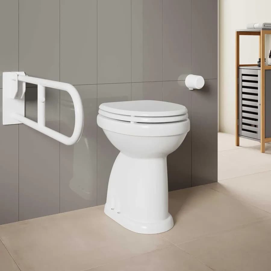 Vaso per disabilli in ceramica scarico a terra con copriwc