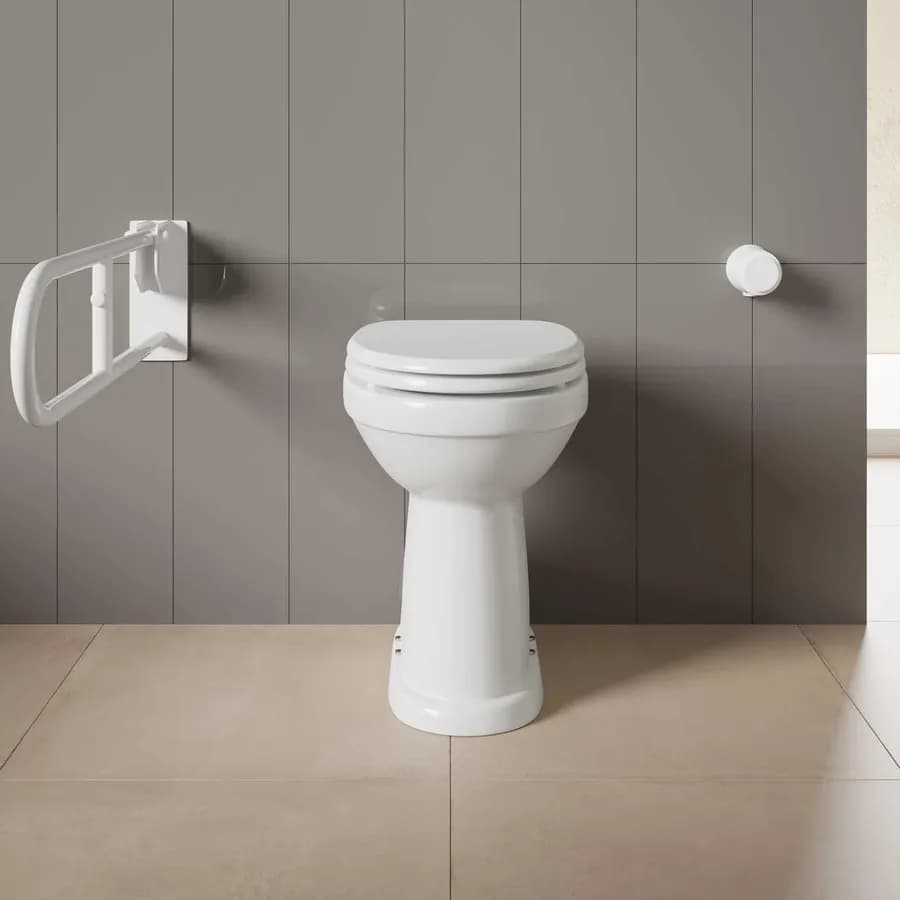 Vaso per disabilli in ceramica scarico a terra con copriwc