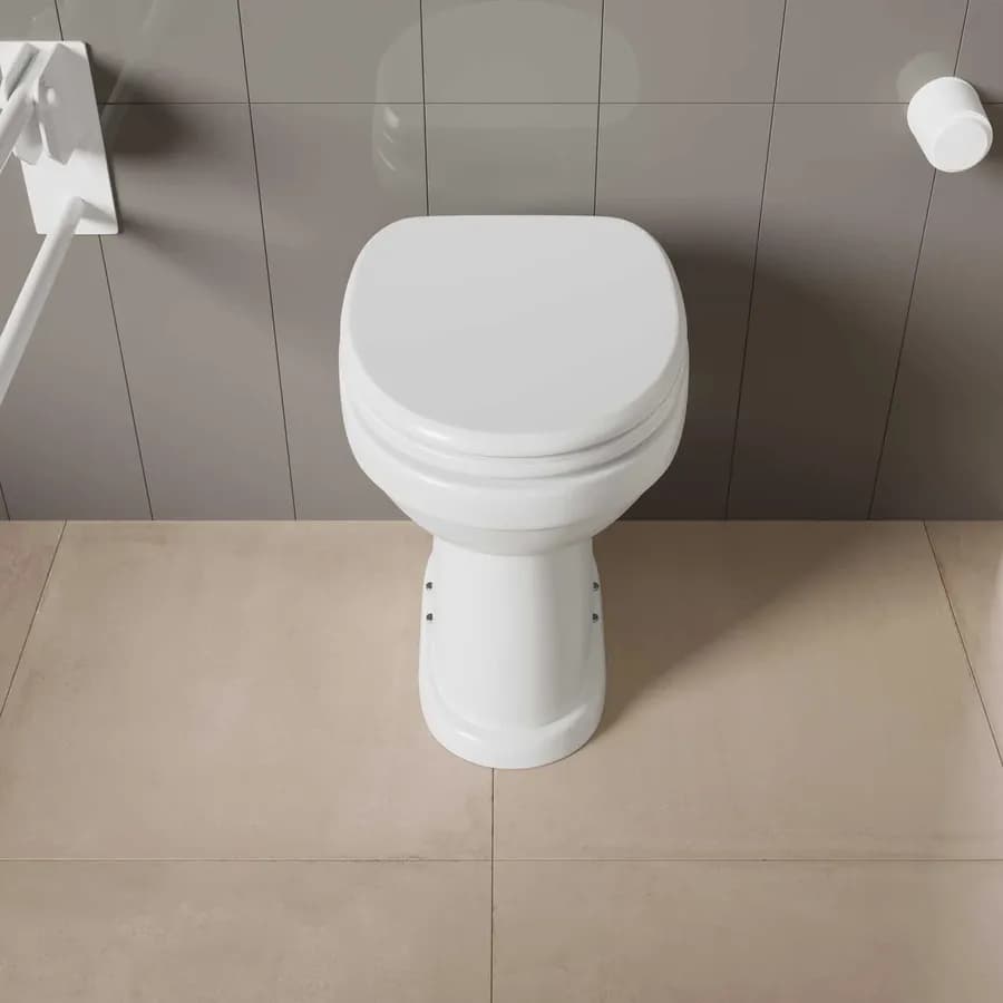 Vaso per disabilli in ceramica scarico a terra con copriwc