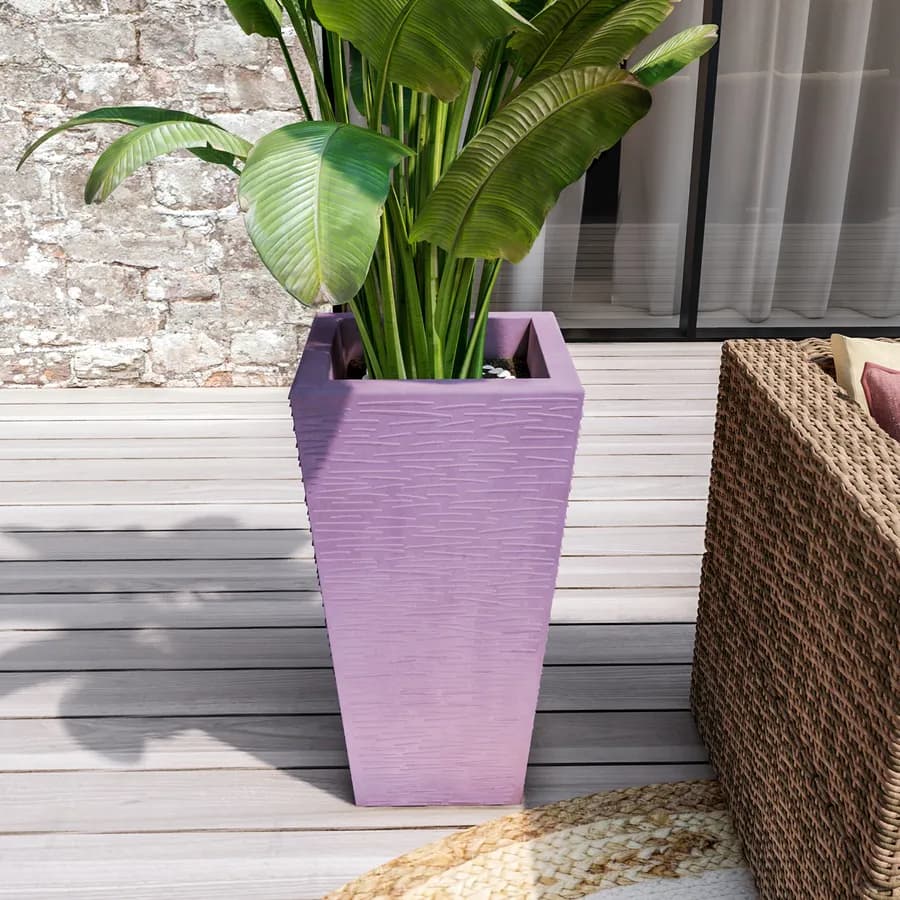 Vaso da esterno rustico 66 h tutta capienza in polietilene glicine - Allicy