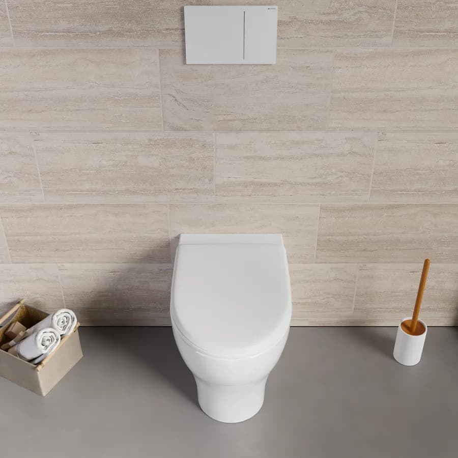 Vaso singolo filoparete wc Pratica Azzurra con scarico traslato + sedile softclose