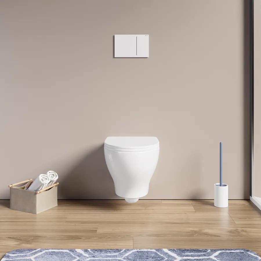 Vaso singolo in ceramica sospeso Pratica Azzurra completo di copri-wc avvolgente