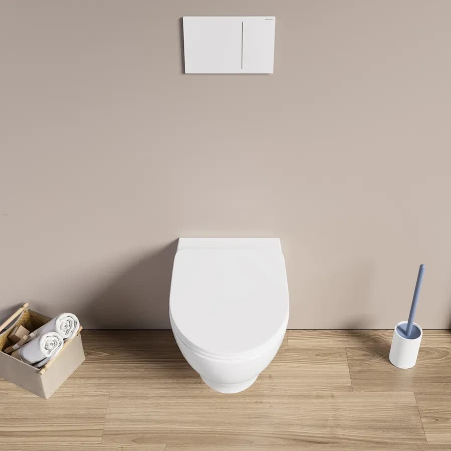 Vaso singolo in ceramica sospeso Pratica Azzurra completo di copri-wc avvolgente