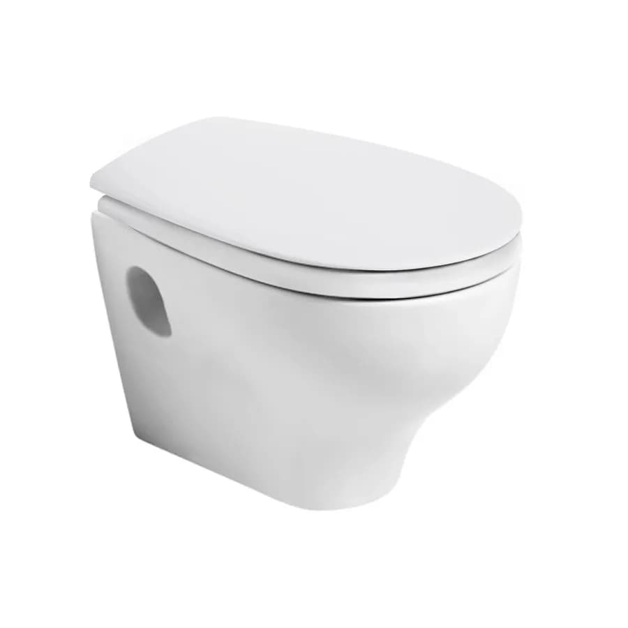 Vaso singolo in ceramica sospeso Pratica Azzurra completo di copri-wc avvolgente