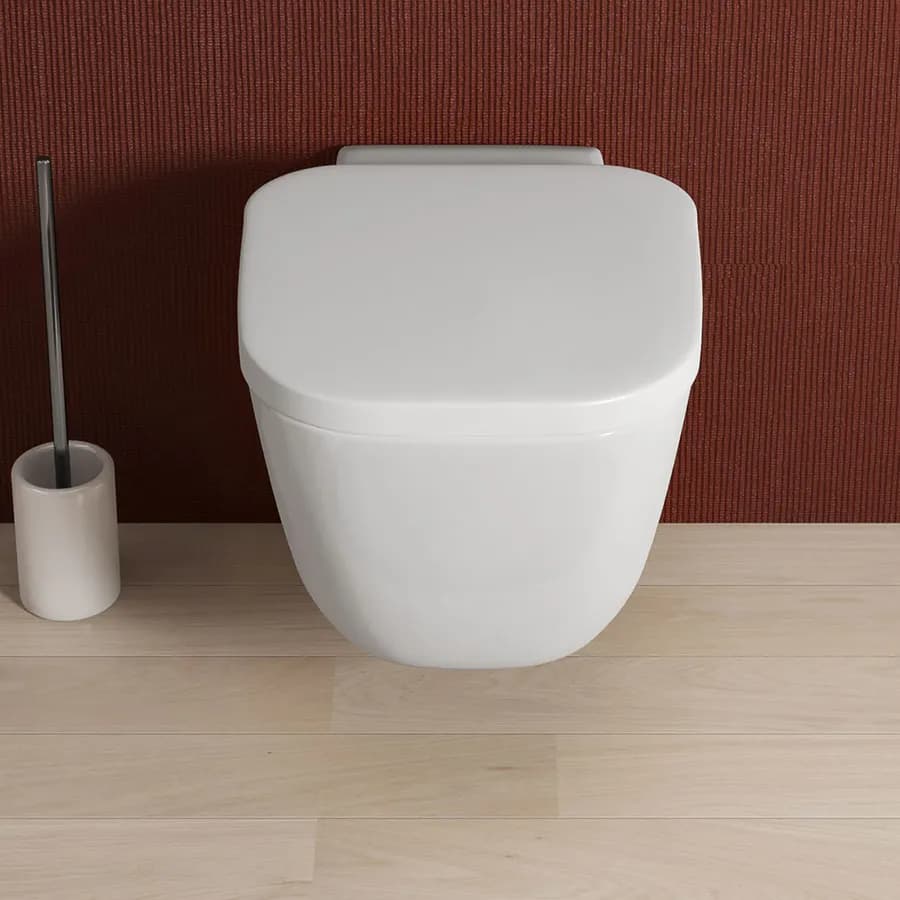 Vaso singolo sospeso ceramica design squadrato 52 cm arredo bagno moderno - Kumo