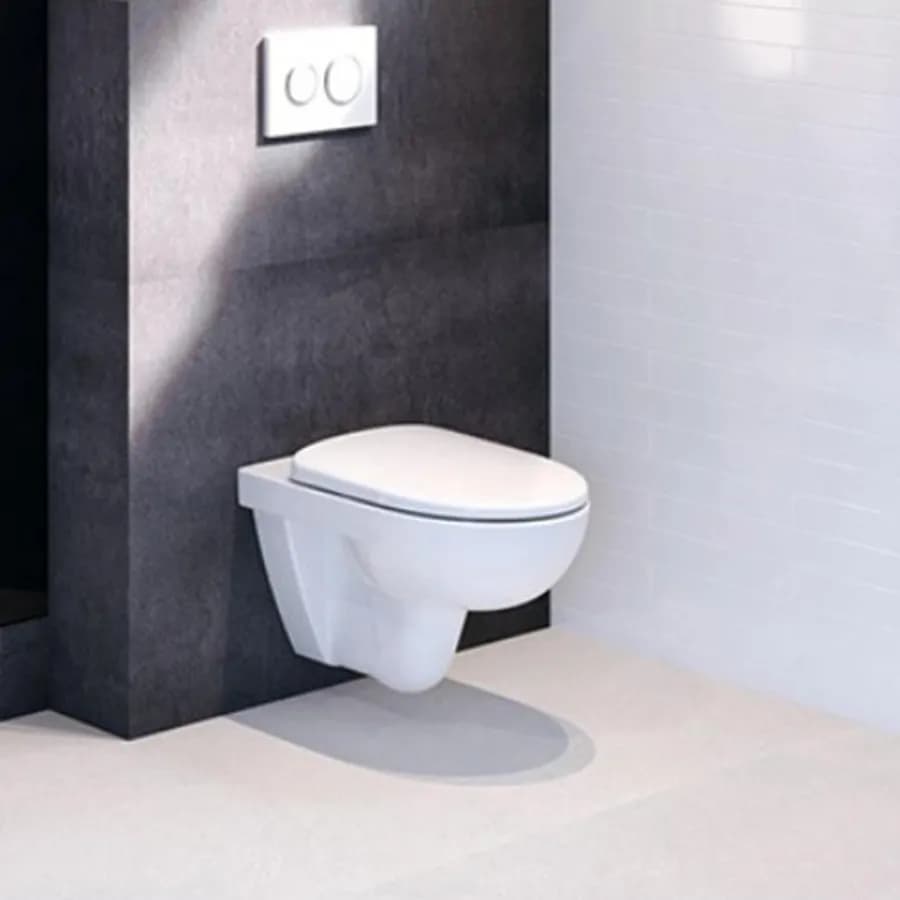 Vaso sospeso a cacciata rimfree sedile cerniere inox Selnova Compact - Geberit