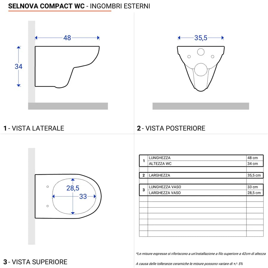 Vaso sospeso a cacciata rimfree sedile cerniere inox Selnova Compact - Geberit