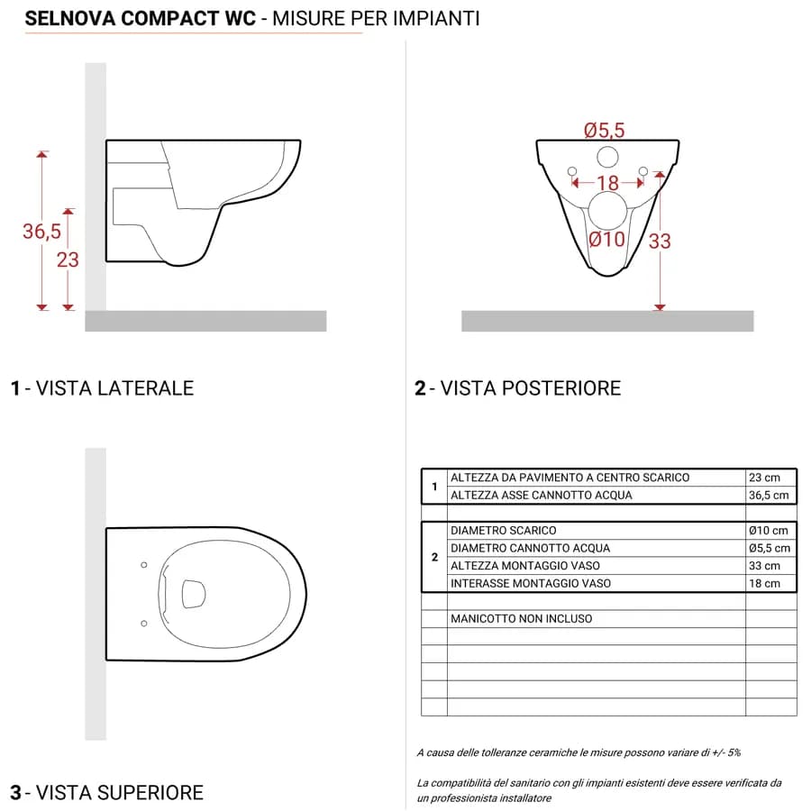 Vaso sospeso a cacciata rimfree sedile cerniere inox Selnova Compact - Geberit