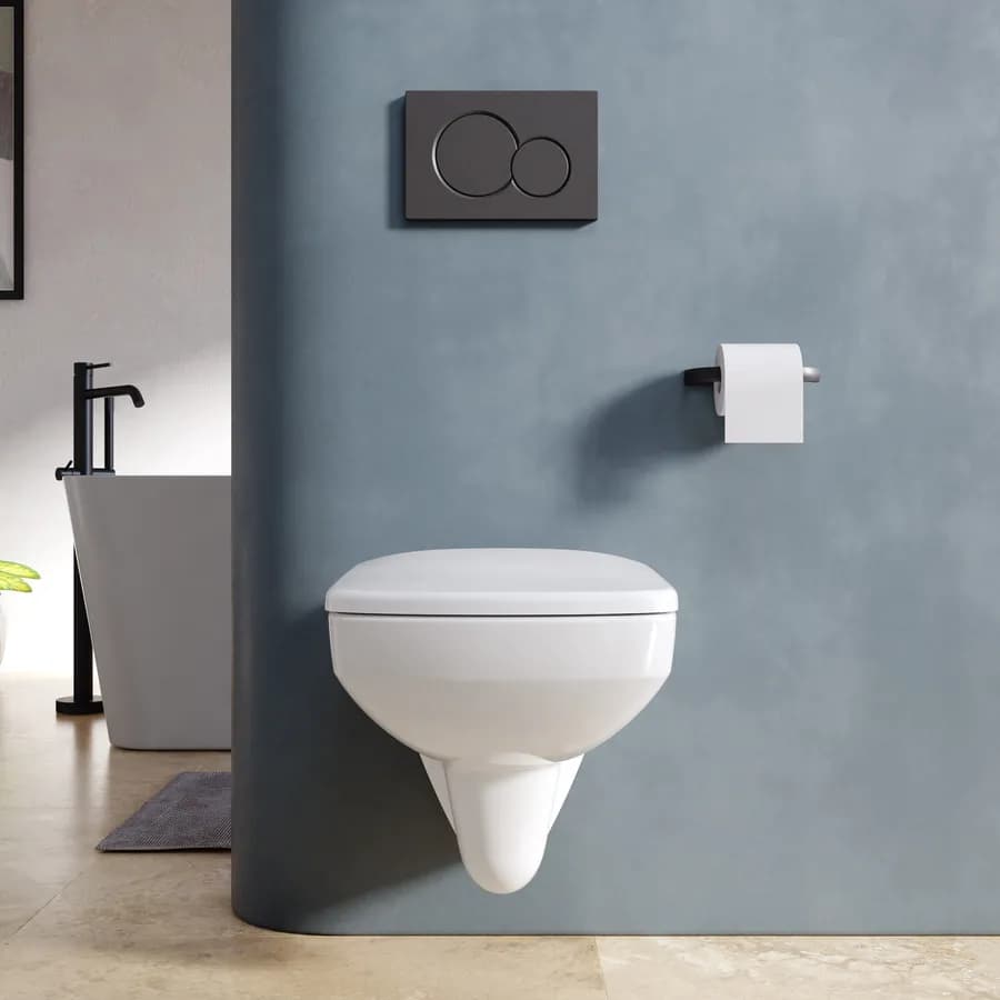 Vaso sospeso a cacciata rimfree sedile cerniere inox Selnova Square - Geberit