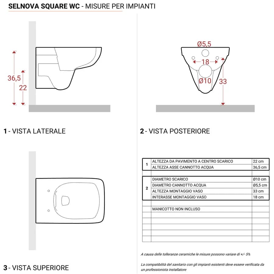 Vaso sospeso a cacciata rimfree sedile cerniere inox Selnova Square - Geberit
