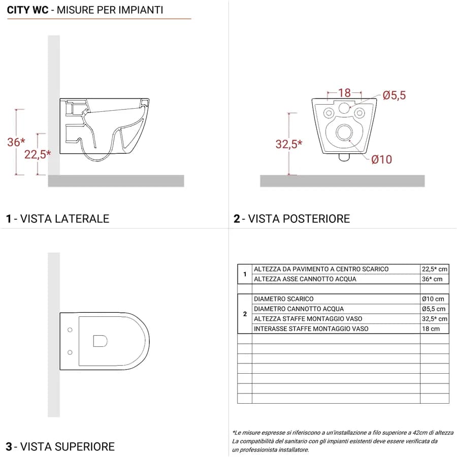 Vaso sospeso in ceramica rimless con copriwc slim softclose - City
