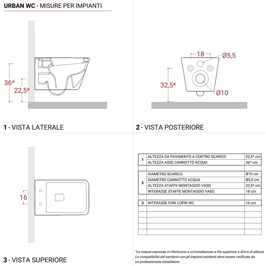Vaso sospeso in ceramica rimless con copriwc softclose - Urban