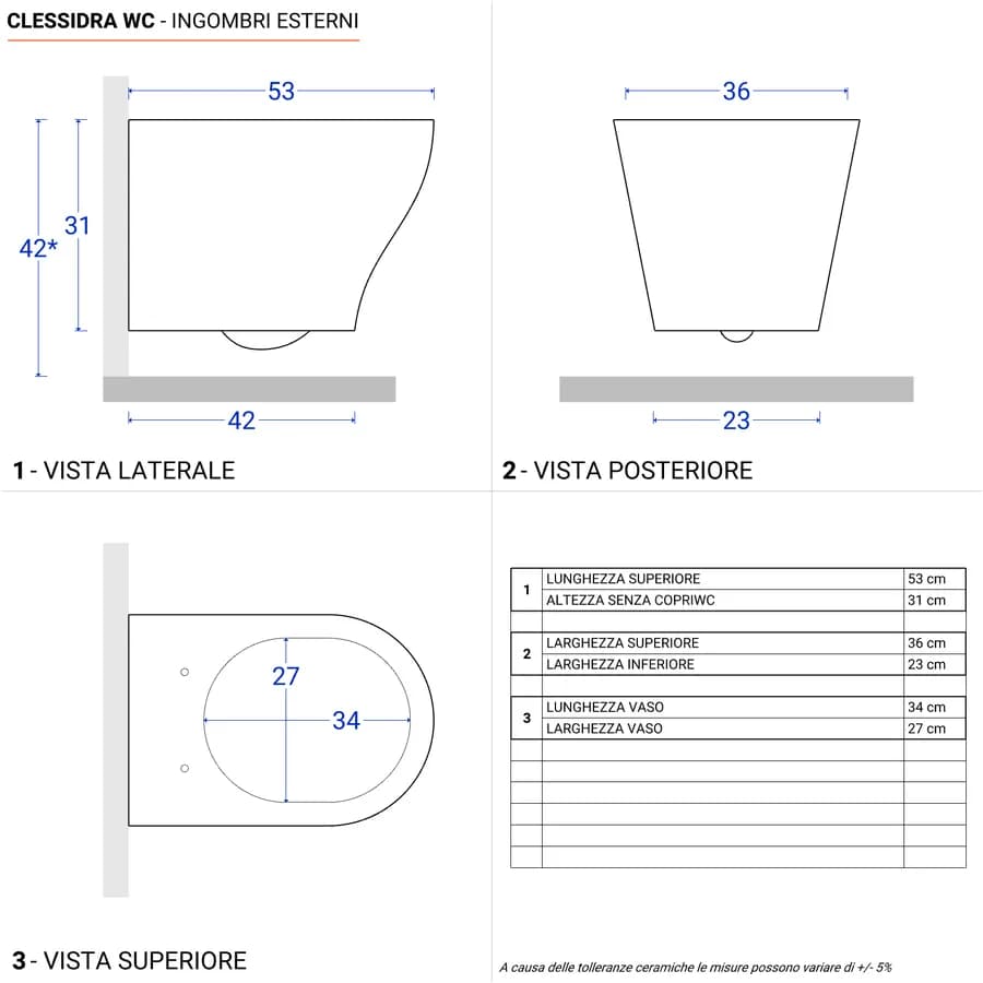 Vaso sospeso sedile SoftClose bianco lucido - Clessidra
