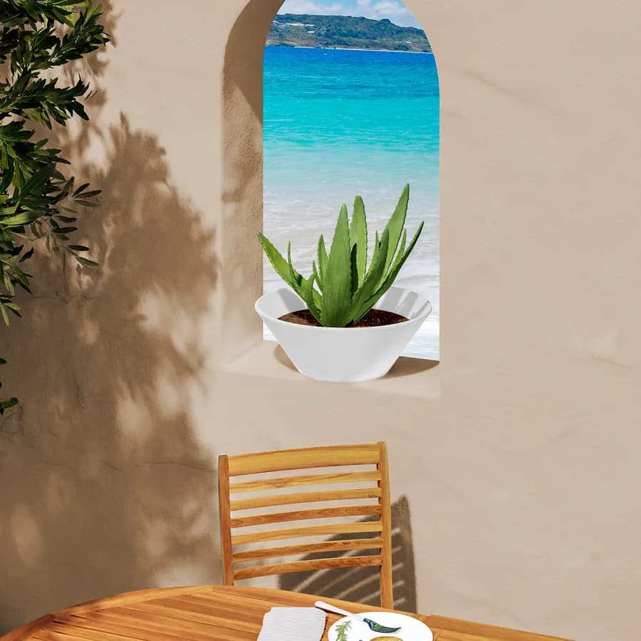 Vaso tondo 50 cm in polietilene bianco