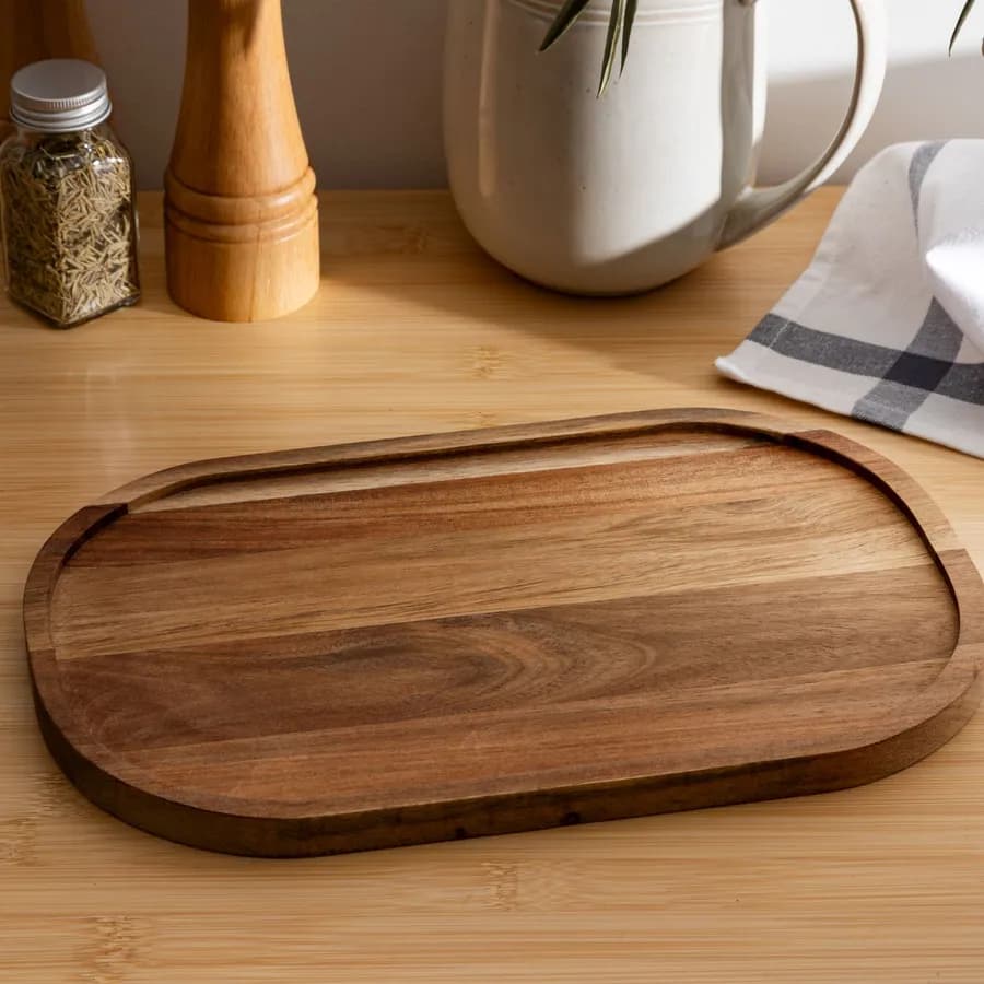 Vassoio 30x20 cm in legno di acacia naturale
