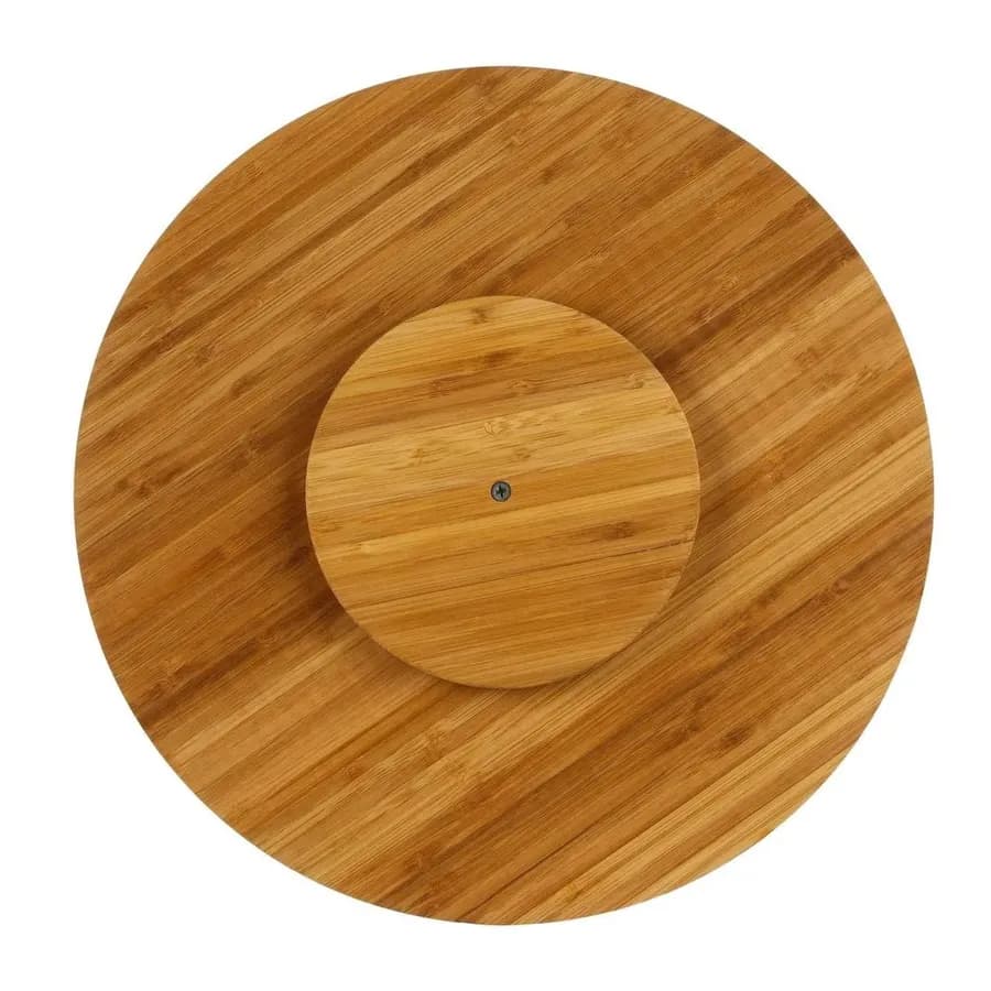Vassoio girevole rotondo 35 cm in legno di bambù naturale