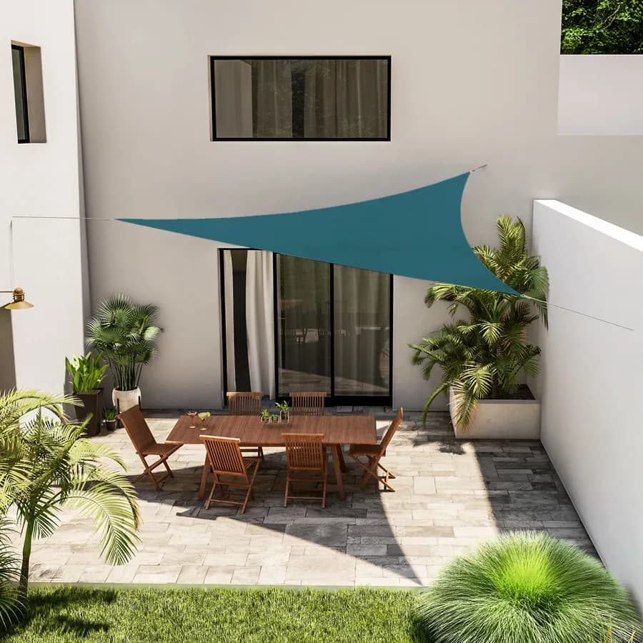 Vela da giardino triangolare 3,6x3,6x3,6 m in poliestere idrorepellente blu petrolio 180 gr - Solaris