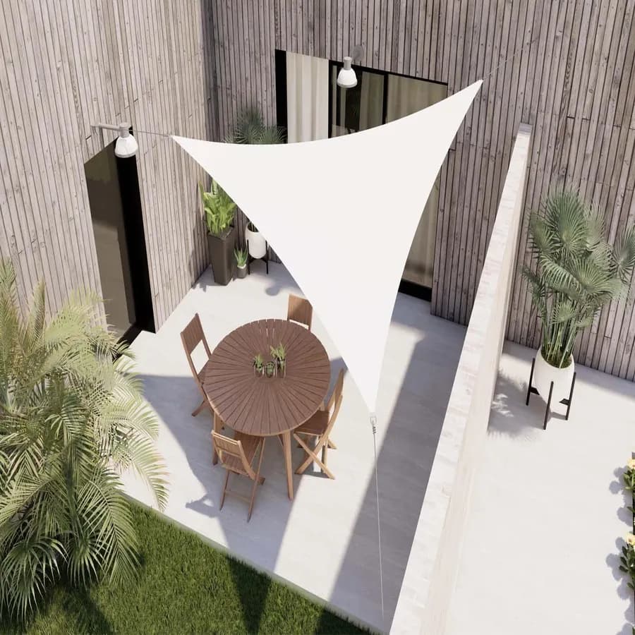 Vela da giardino triangolare 3,6x3,6x3,6 m in poliestere idrorepellente bianco 180 gr - Solaris