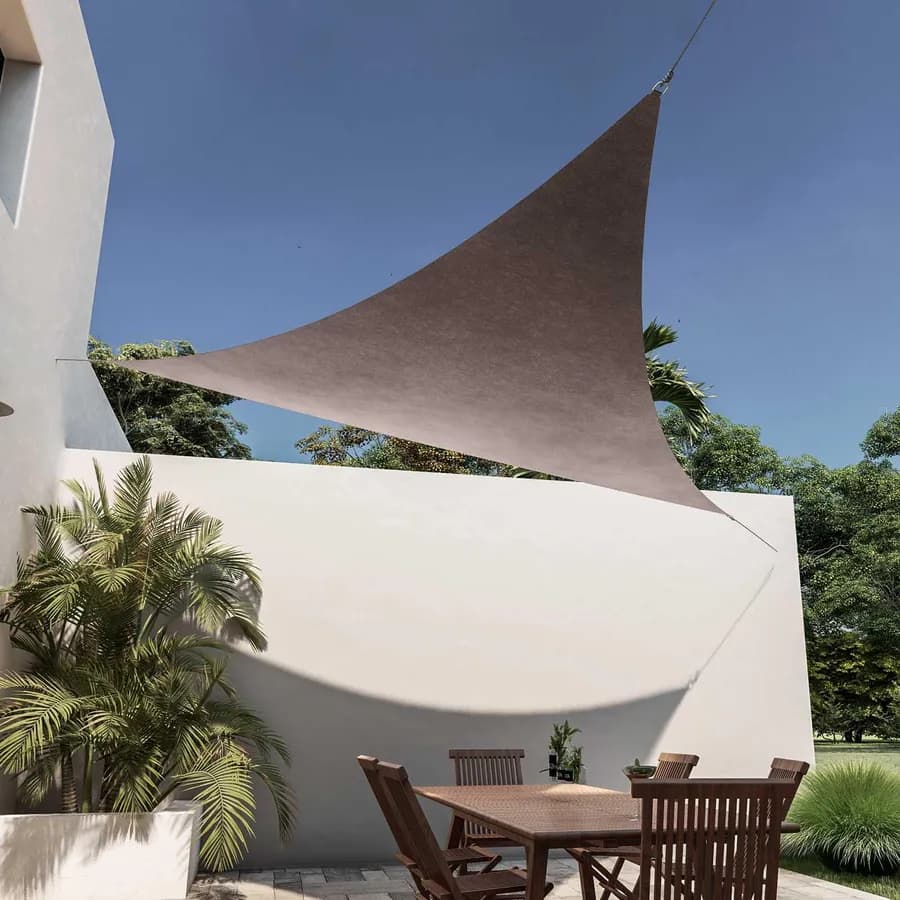 Vela da giardino triangolare 3,6x3,6x3,6 m in poliestere idrorepellente tortora 180 gr - Solaris
