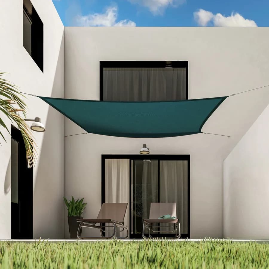 Vela da giardino quadrata 3x3 m in poliestere idrorepellente blu petrolio 180 gr - Solaris